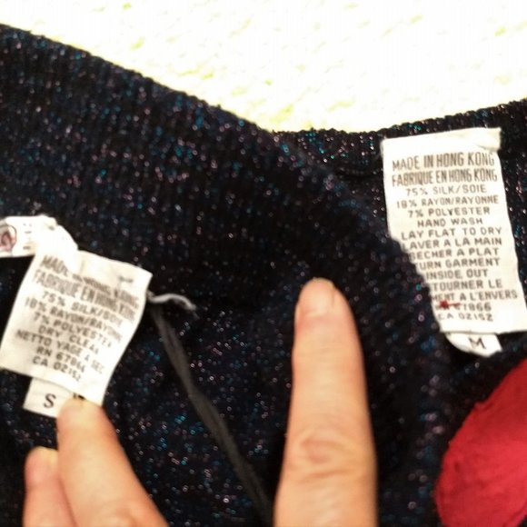 vintage 80s  black metallic knit embroidered matching set - Picture 9 of 15